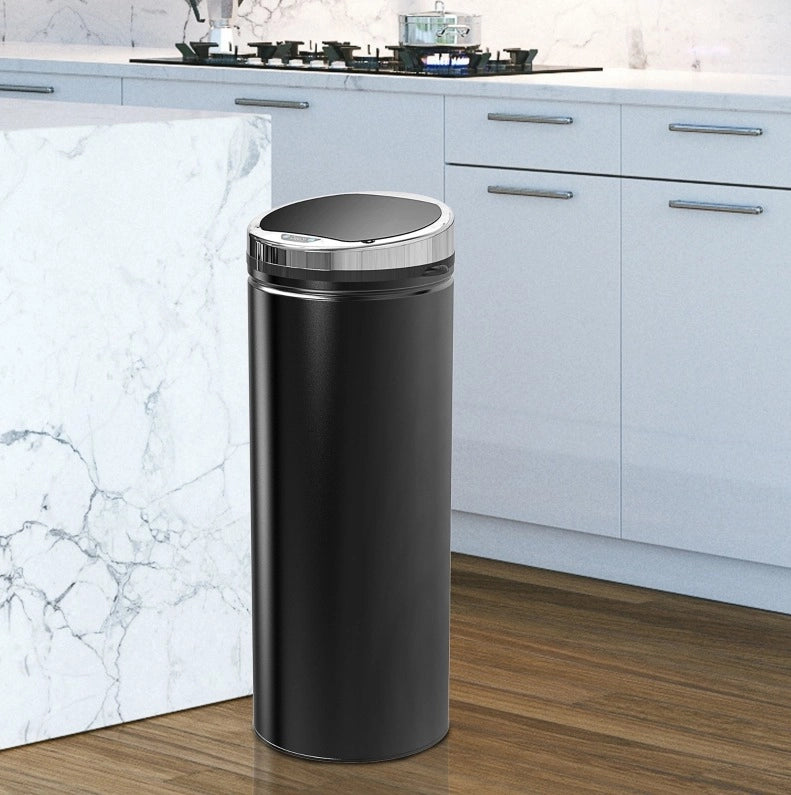 Pattumiera da cucina automatica 30,5x30,5x81,5 cm nera con sensore, acciaio,