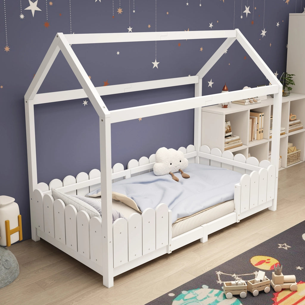 Letto casetta per bambini 90x200 cm bianco