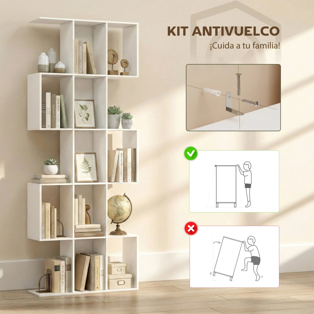 Libreria 5 Livelli a Forma di S ¨C Minimal ¨C 80x24x200 cm Bianco