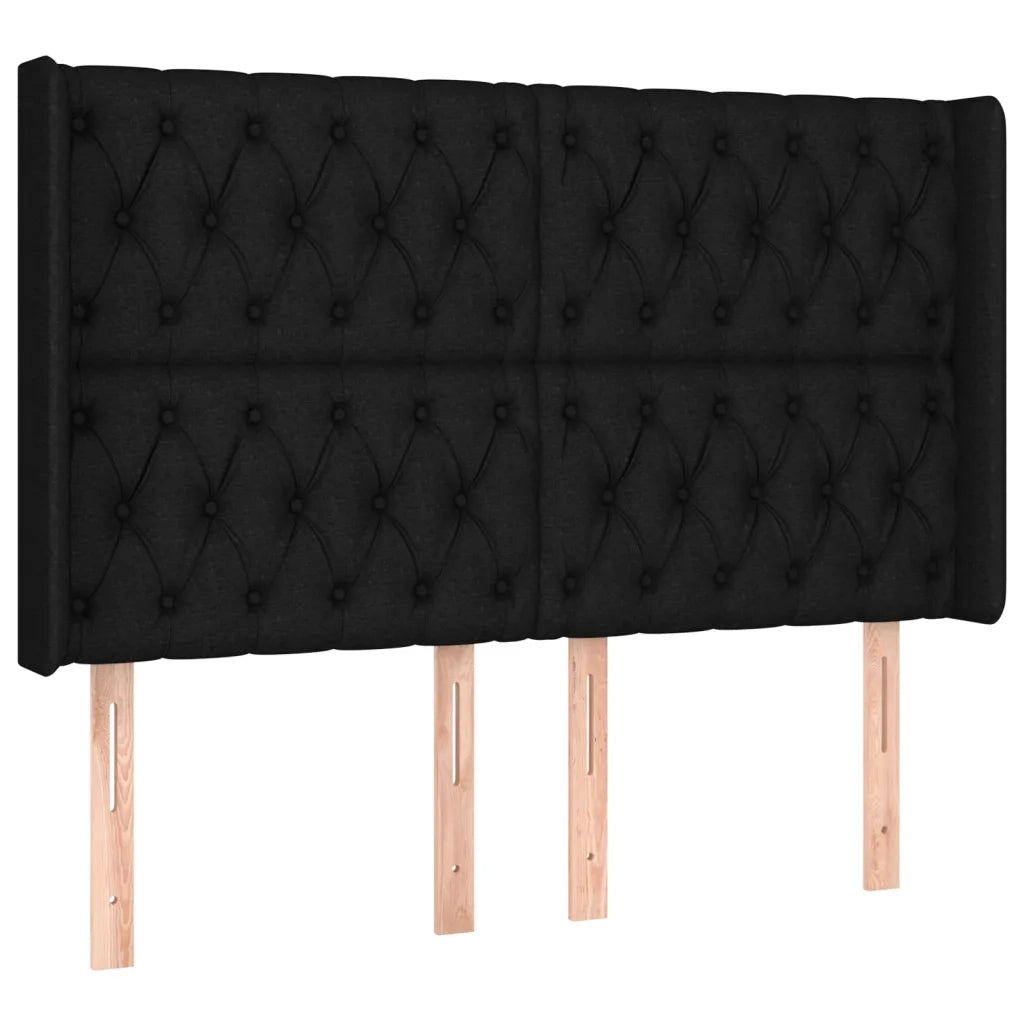 Testiera | Testata a LED Nera 147x16x118/128 cm in Tessuto