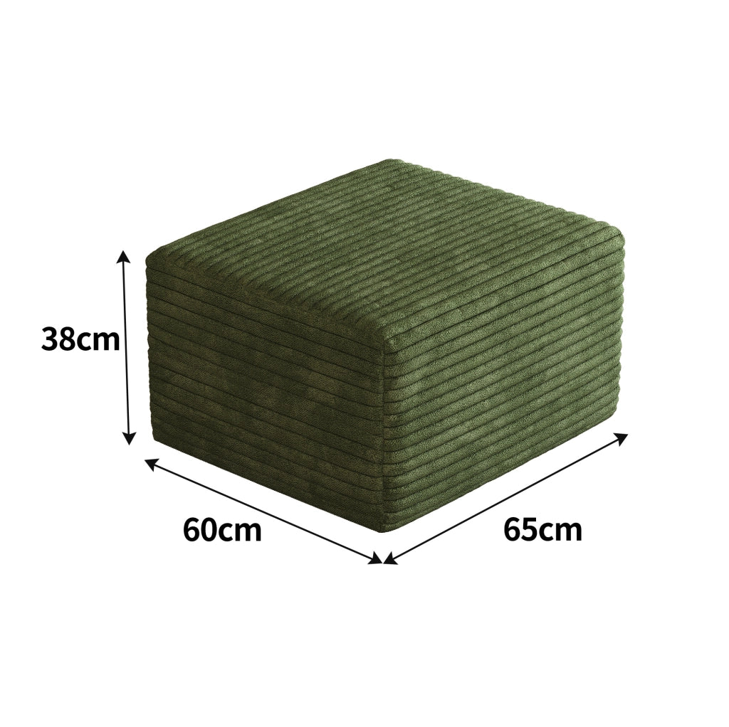 Pouf imbottito in tessuto verde senza montaggio