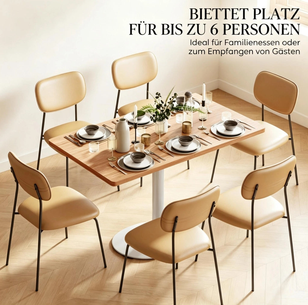 Tavolo da pranzo 120x70 cm effetto rovere con base bianca