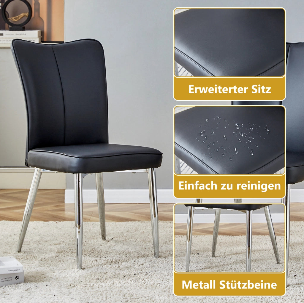 SEDIA da pranzo Set da 2 pezzi Nero PU e metallo