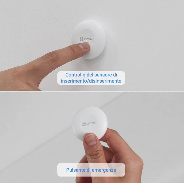 Wireless Pulsante Smart di Controllo. 2 Vie (modalità di Armo/Disarmo e di Emergenza). Connessione Zigbee EZVIZ T3C