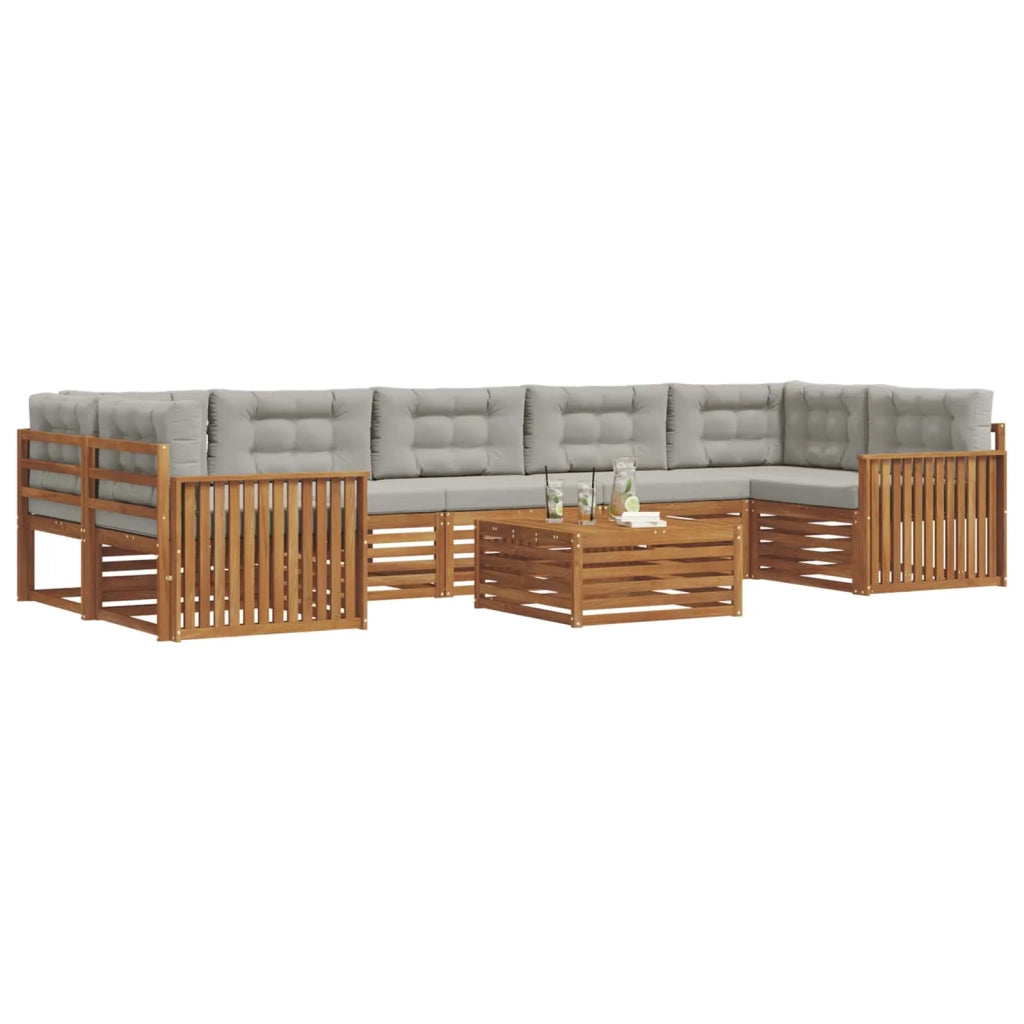 Set di divani da esterno 8 pz Grigio Naturale e Chiaro 3373176
