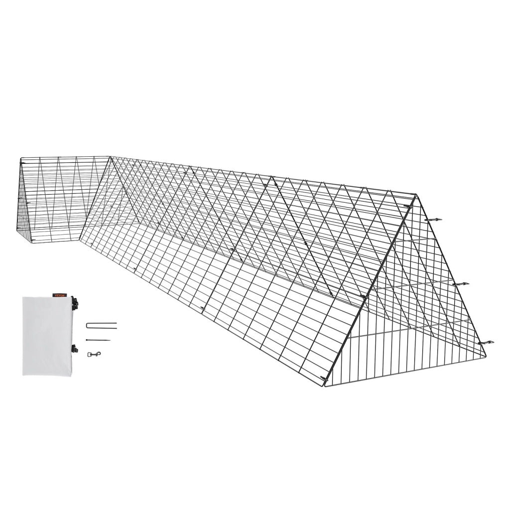 Tunnel per Polli TT-MCT002 400 x 100 x 61,5 cm Recinto Portatile per Giardino in Acciaio Q195 Nero per Animali Domestici