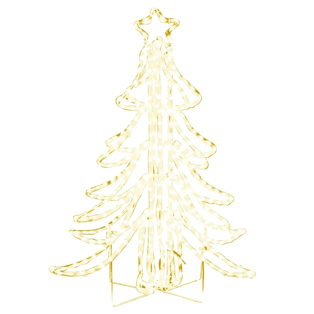 Figura Albero Natale Pieghevole con LED Bianco Caldo 87x87x93cm 343297