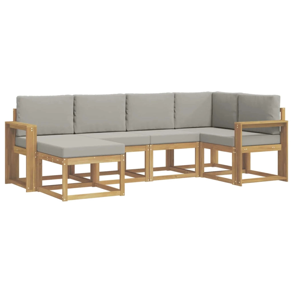 Set di divani da esterno 6 pz Bianco e Grigio Chiaro 3387880