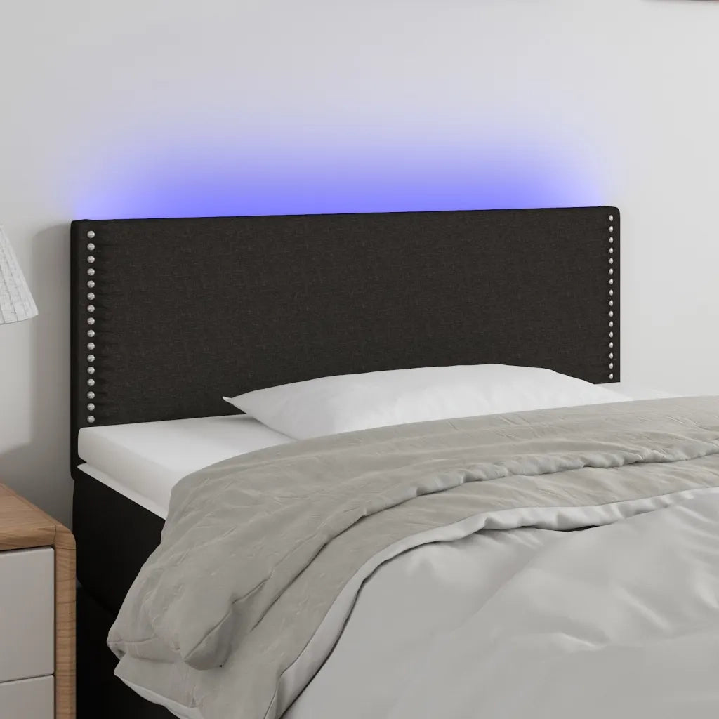 Testiera | Testata a LED Nera 80x5x78/88 cm in Tessuto