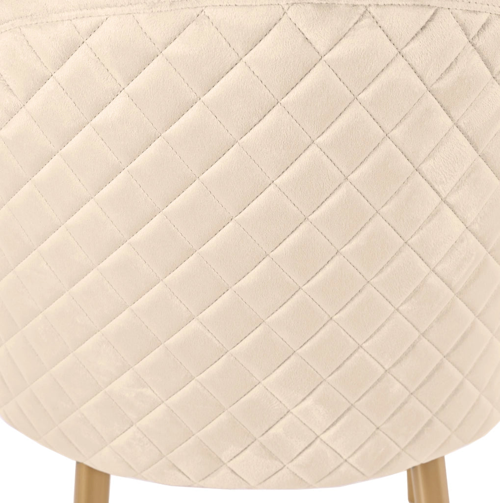 Set di 4 Sedie da Pranzo Beige in Velluto con Gambe in Metallo Dorato, Moderne e Comode
