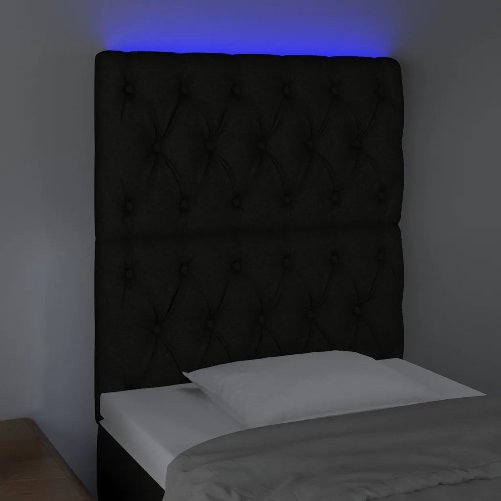 Testiera | Testata a LED nero 80x7x118/128cm in Tessuto