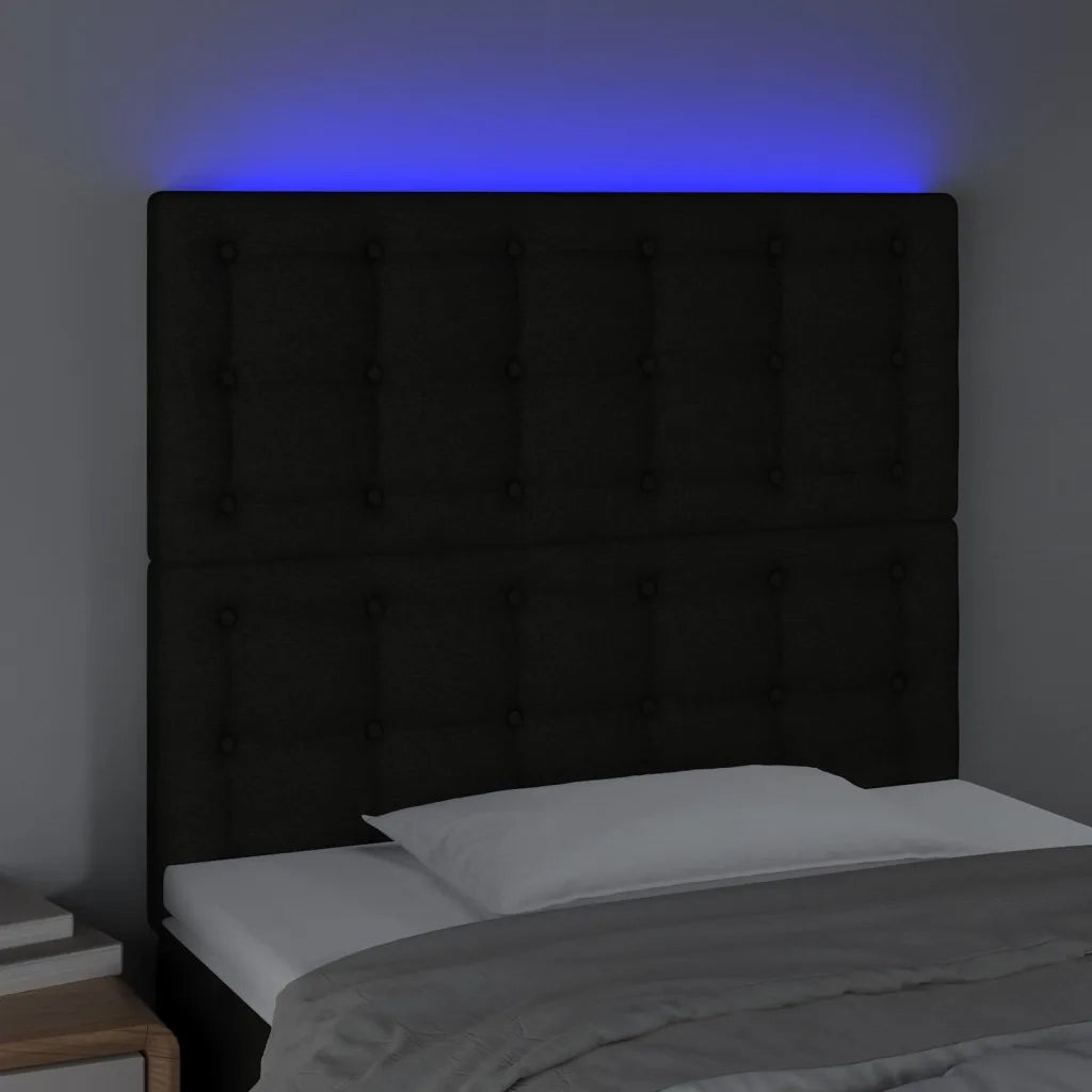 Testiera | Testata a LED nero 90x5x118/128 cm in Tessuto