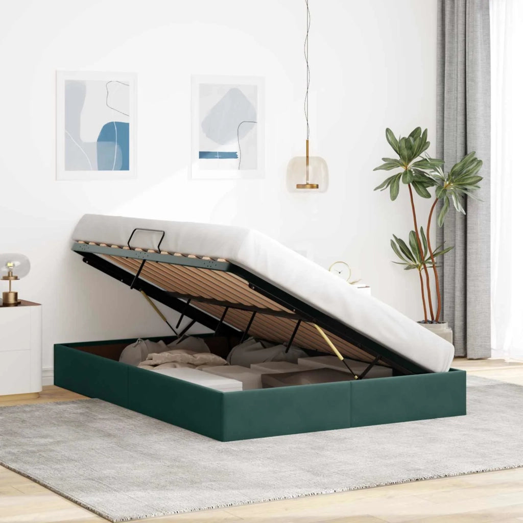 Letto ottomano Verde Scuro 140 x 200 cm Velluto 3442889
