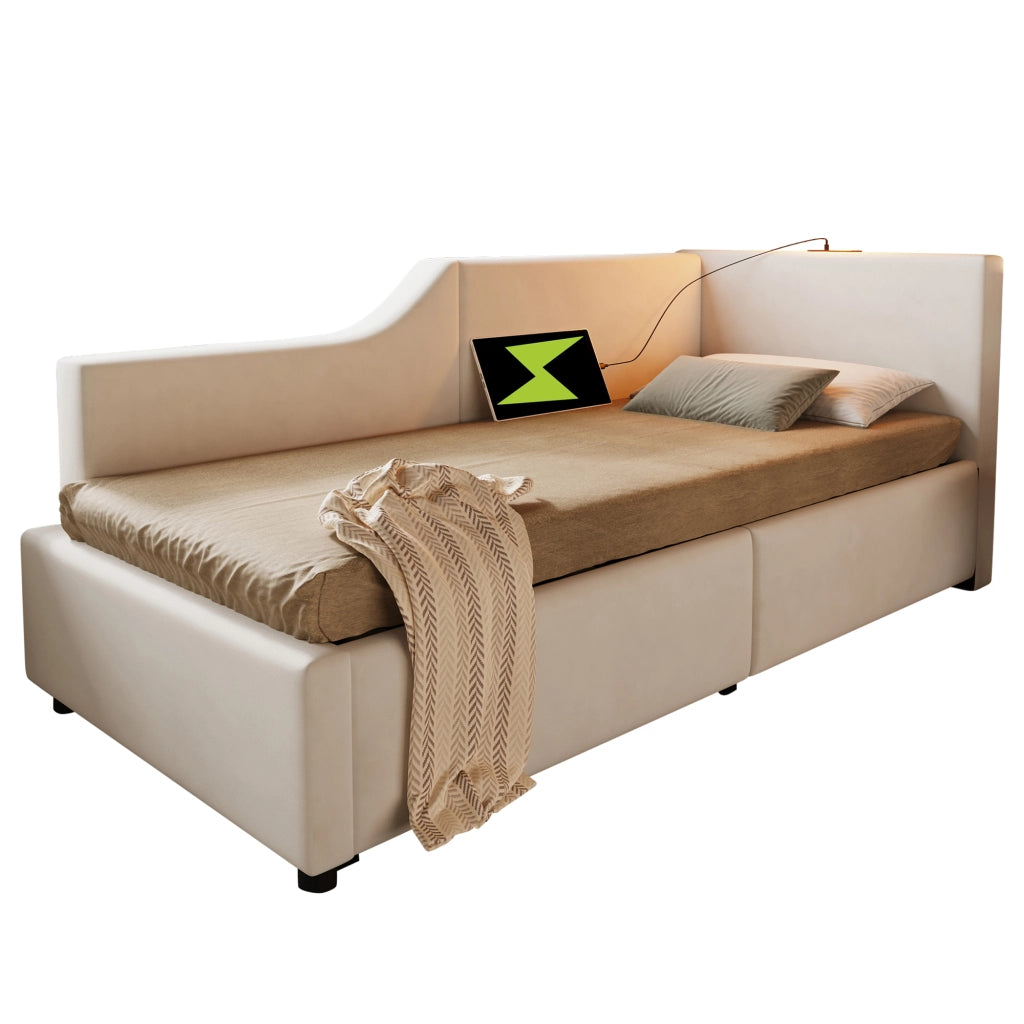 Letto singolo contenitore 90x190 cm beige