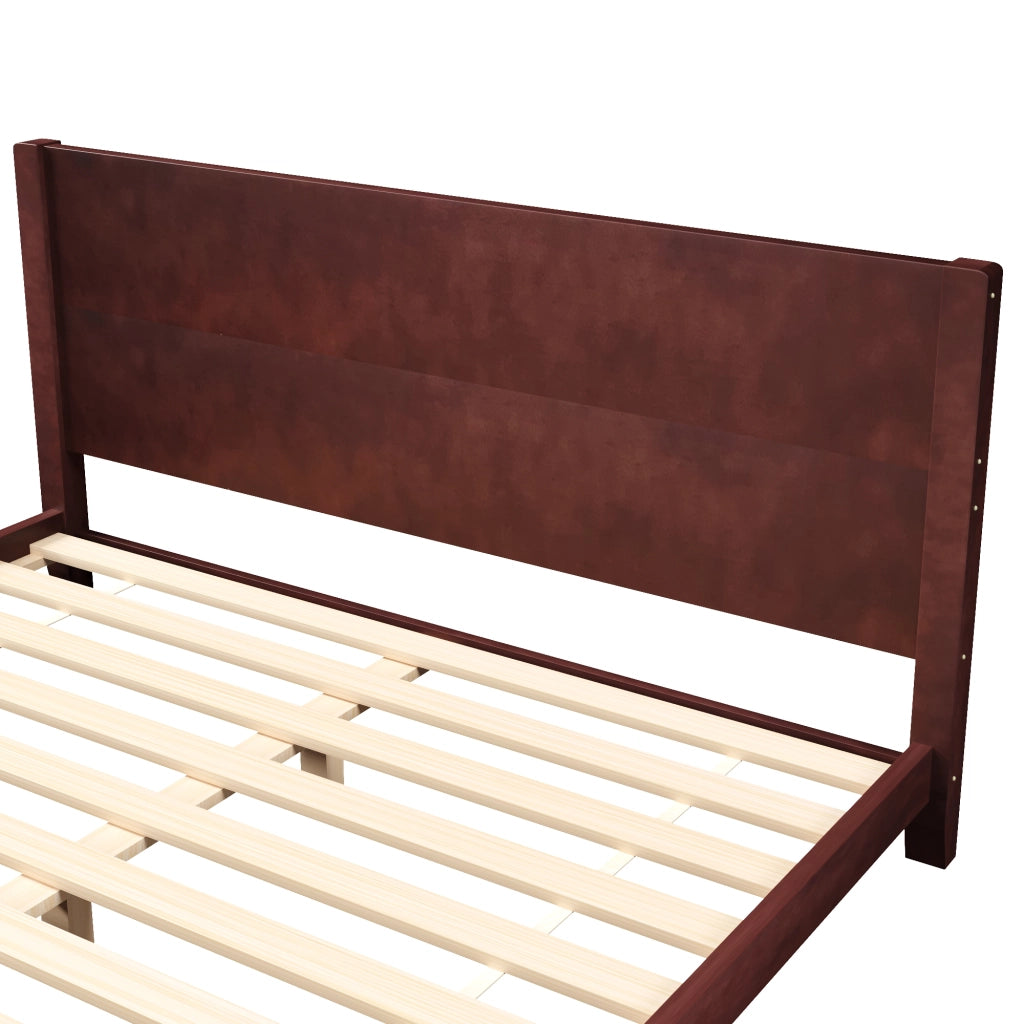 Letto matrimoniale a piattaforma 180 × 200 cm con testiera e rete a doghe marrone in MDF