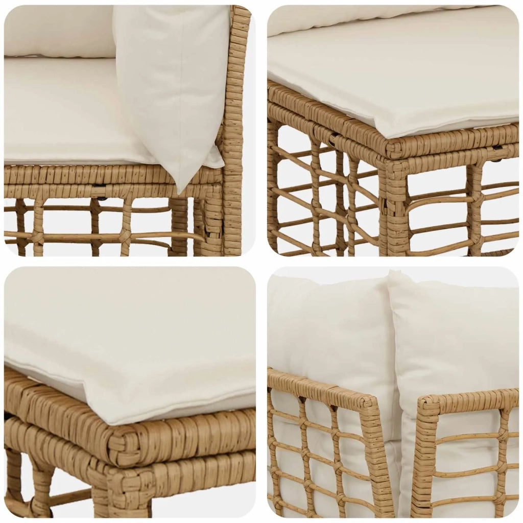 Set di divani da esterno 8 pz Naturale e Bianco Crema 3437622