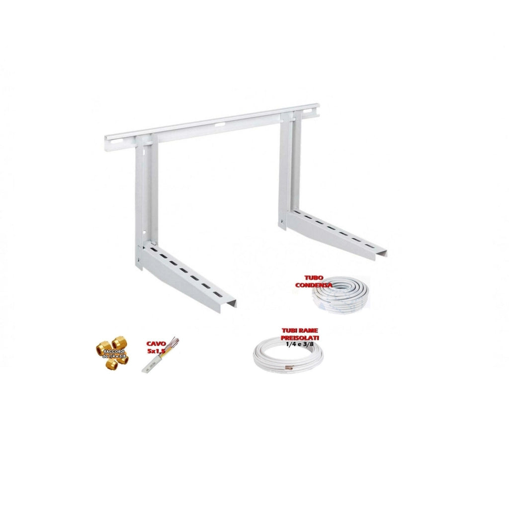 Kit Installazione Climatizzatore Condizionatore 3m tubo rame 1/4" e 3/8" staffe