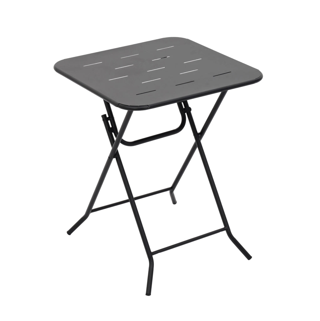 Set da giardino pieghevole in acciaio nero, 3 pezzi