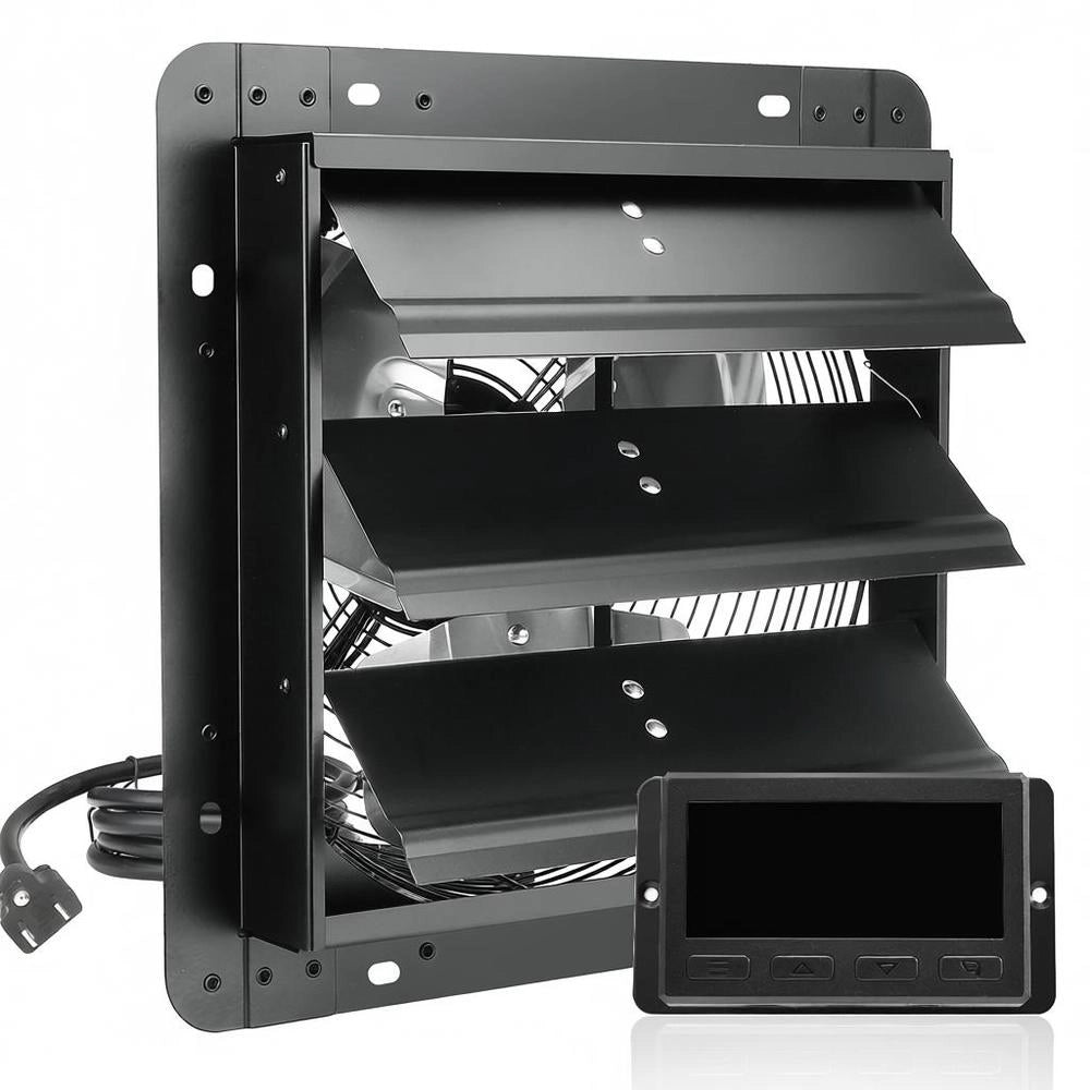 Exhaust Fan, 305 Mm, Temperature And Humidity Controller, EC Motor, 904 CFM, Wall-mounted Fan With Variable Speed Control, Ventilation And Cooling For Greenhouses And Garages