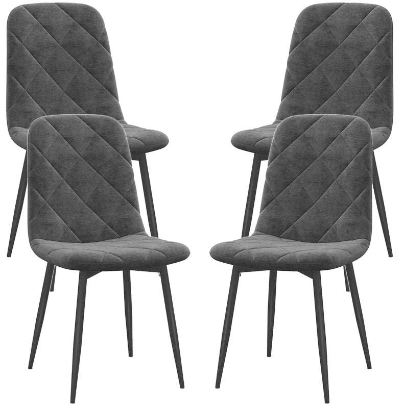 Set 4 Sedie da Pranzo Grigie con Schienale in Acciaio