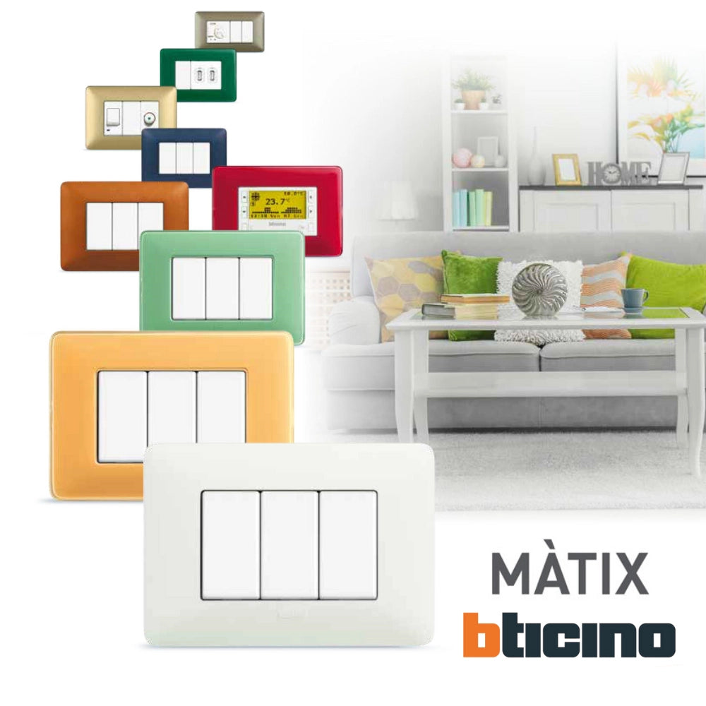 Presa bivalente bipasso serie matix bianco standard italiano am5180