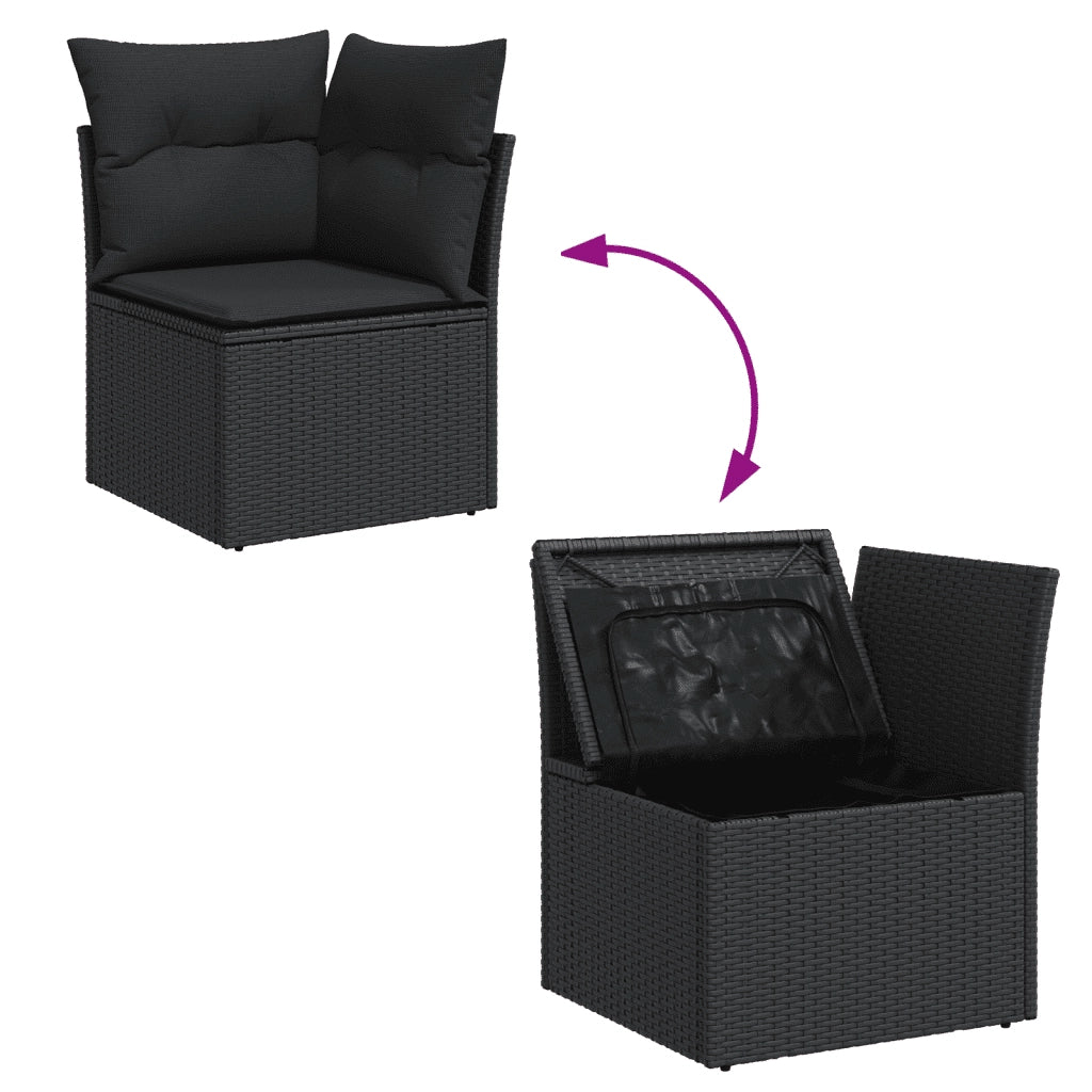 Set Divani da Giardino con Cuscini 7pz Nero Polyrattan 3249234