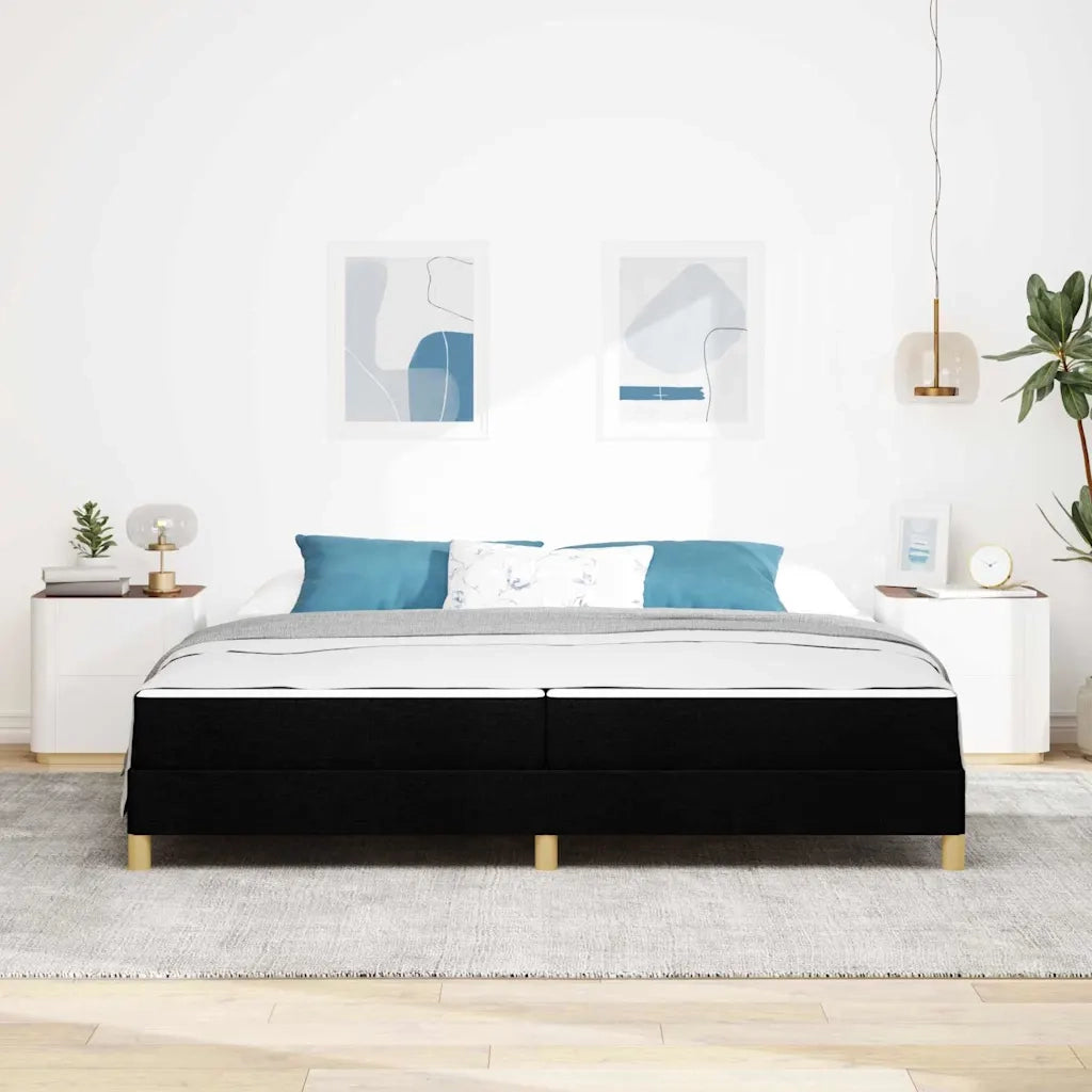 Letto a molle con materasso Nero 200 x 200 cm Tessuto