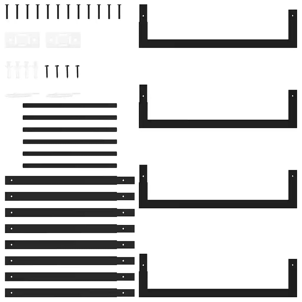 Portalegna Nero Opaco 50x28x94 cm Acciaio CFW5460932