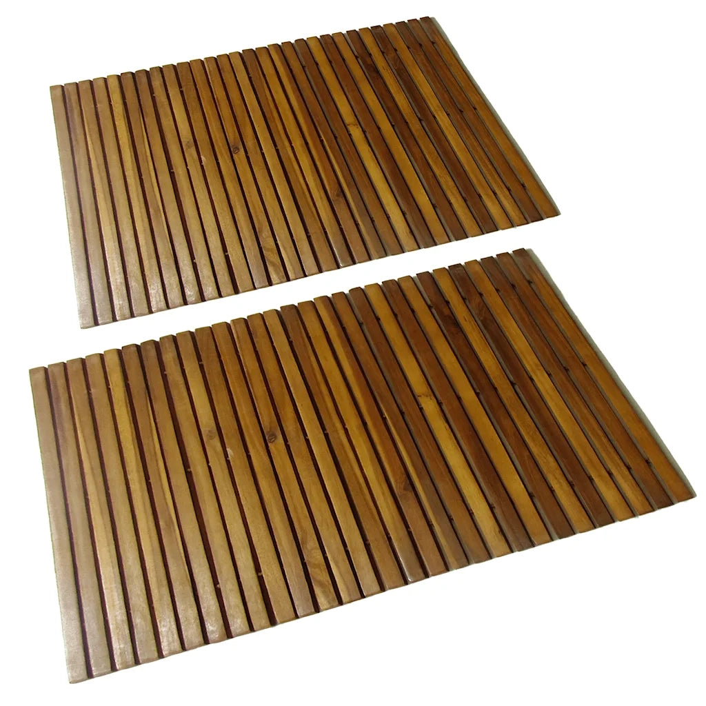 Set 2 pz Stuoia per bagno in acacia 80 x 50 cm 271768