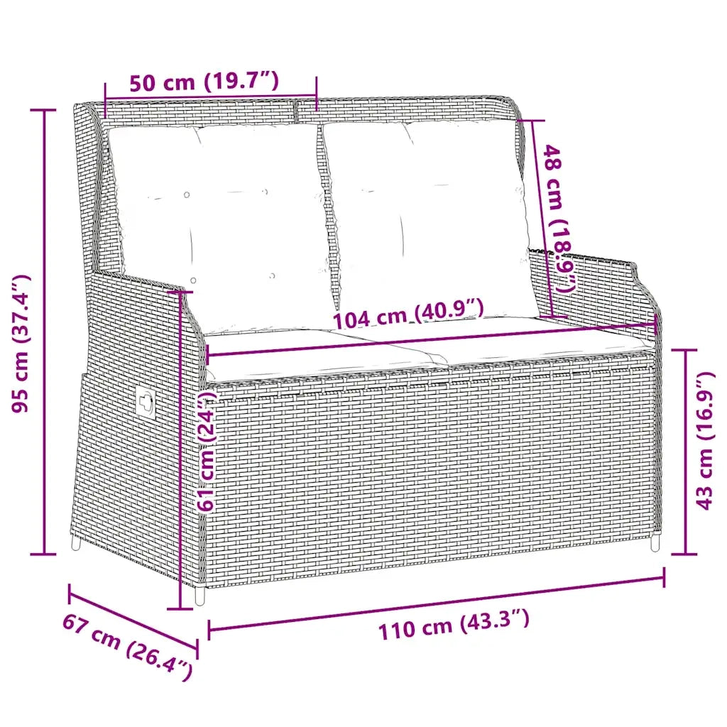 Panchina da giardino Nero polyrattan 3394466