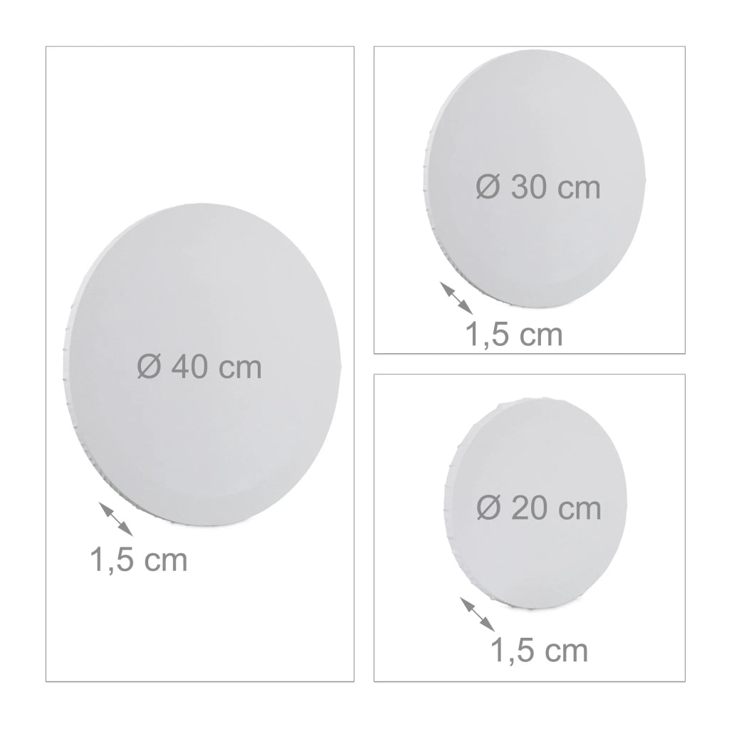 Set di 6 tele rotonde per pittura acrilica familiare 30 x 30 cm superficie strutturata in cotone bianco 13_0014765