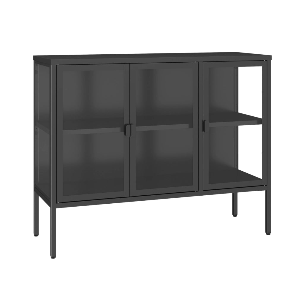 Armadietto con Vetrina Borshavisa Credenza con 3 Ante in Vetro 80x100x35 cm [en.casa]