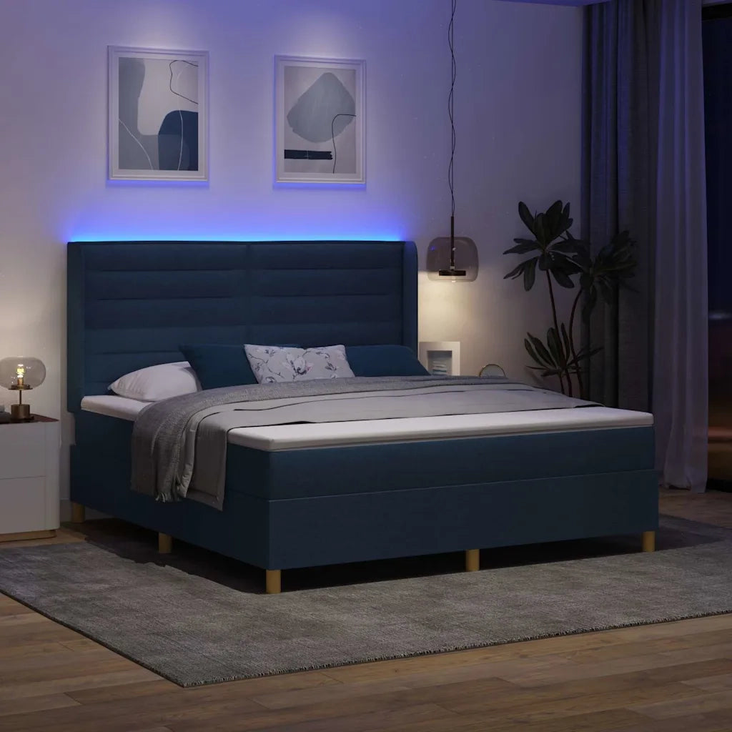 Letto a molle con materasso Blu 140 x 200 cm Tessuto