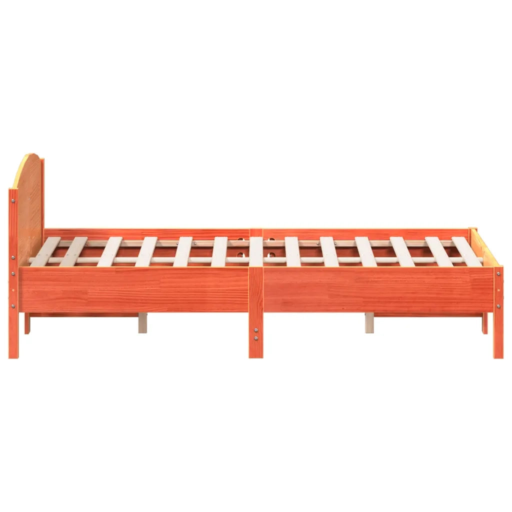 Letto senza Materasso-Struttura Letto Marrone Cera 135x190 cm in Legno di Pino 350670