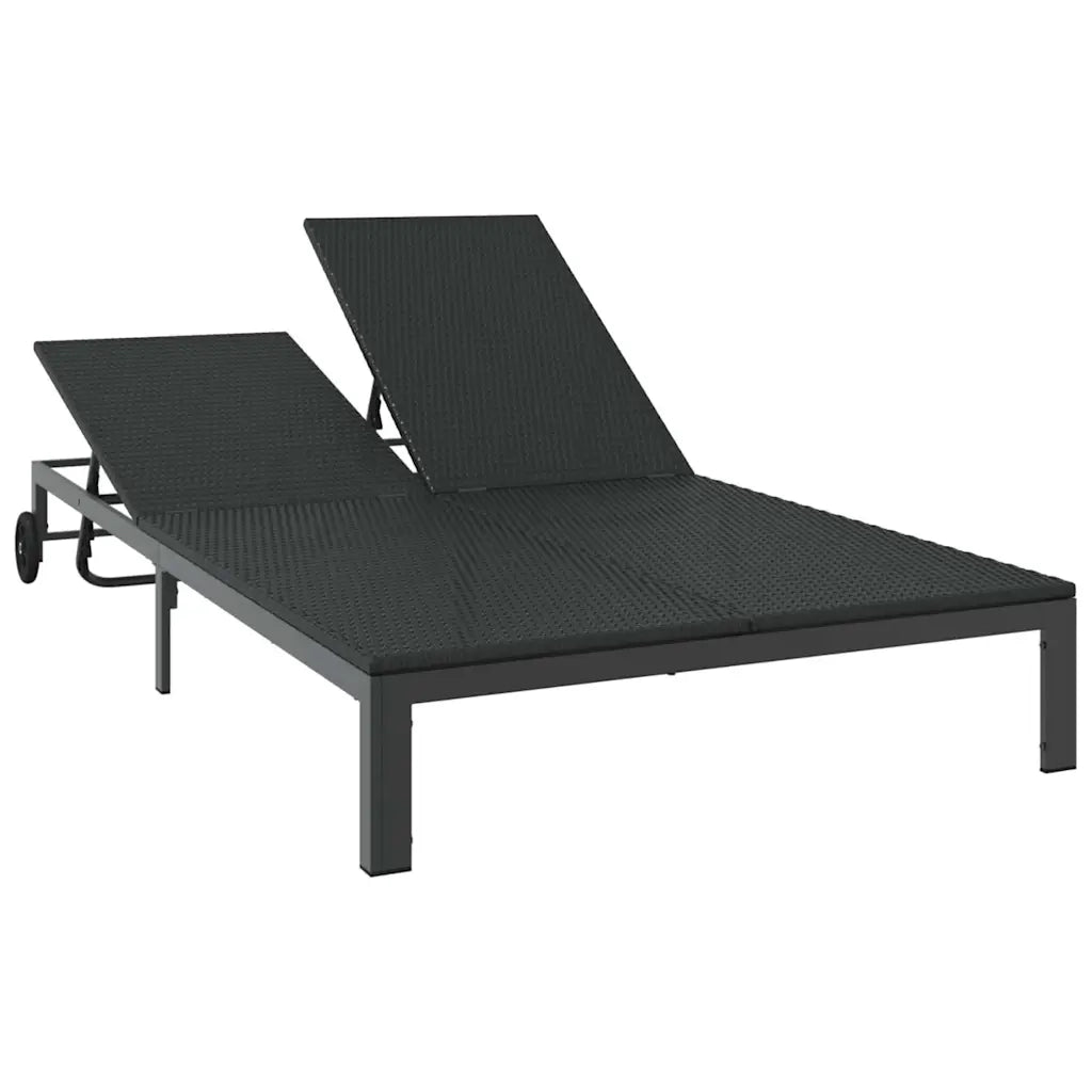 Lettino da Sole Nero 206 x 115 x 75 cm polyrattan 42004133