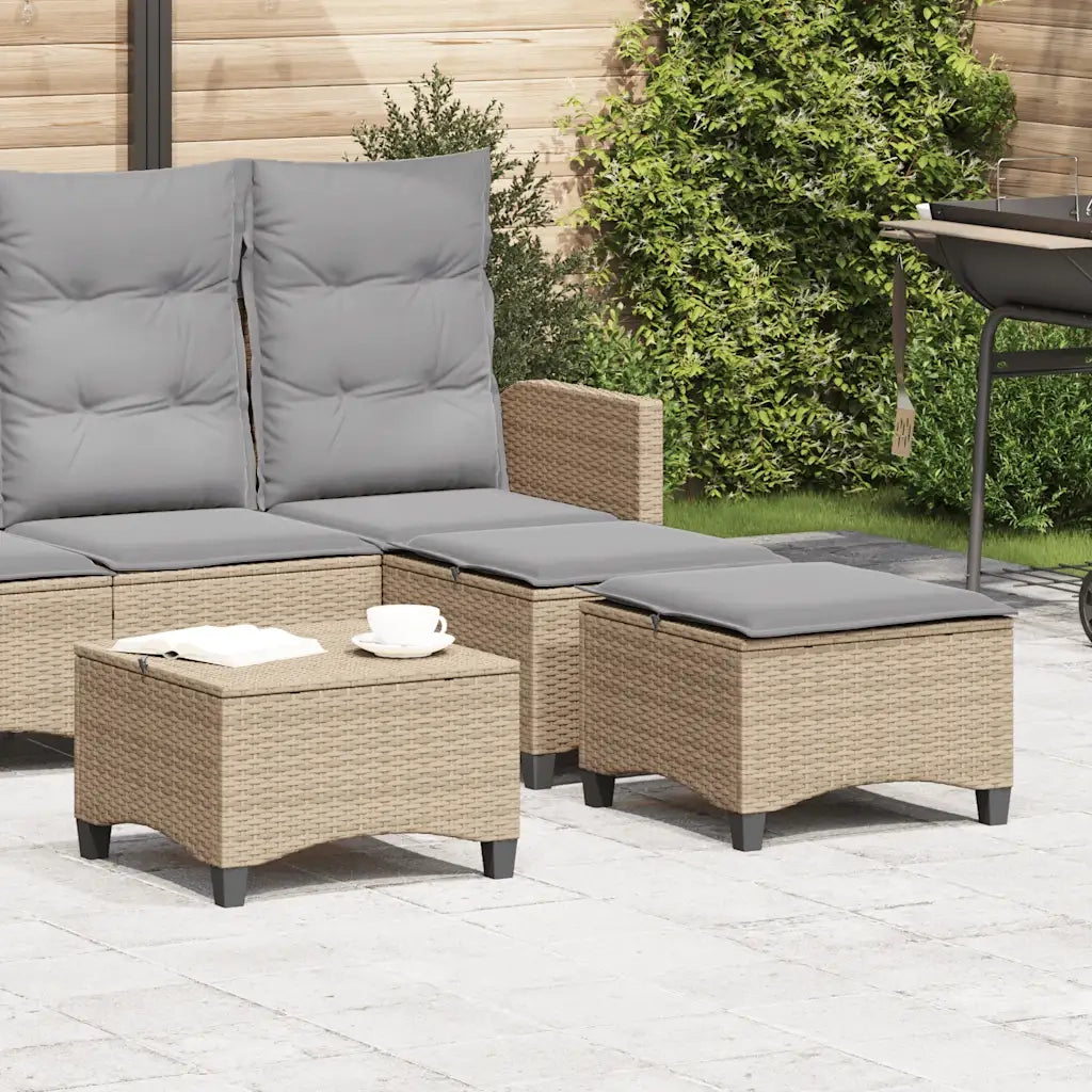 Sgabelli Giardino con Cuscini 4 pz Beige 55x55x36 cm Polyrattan CFW1202337
