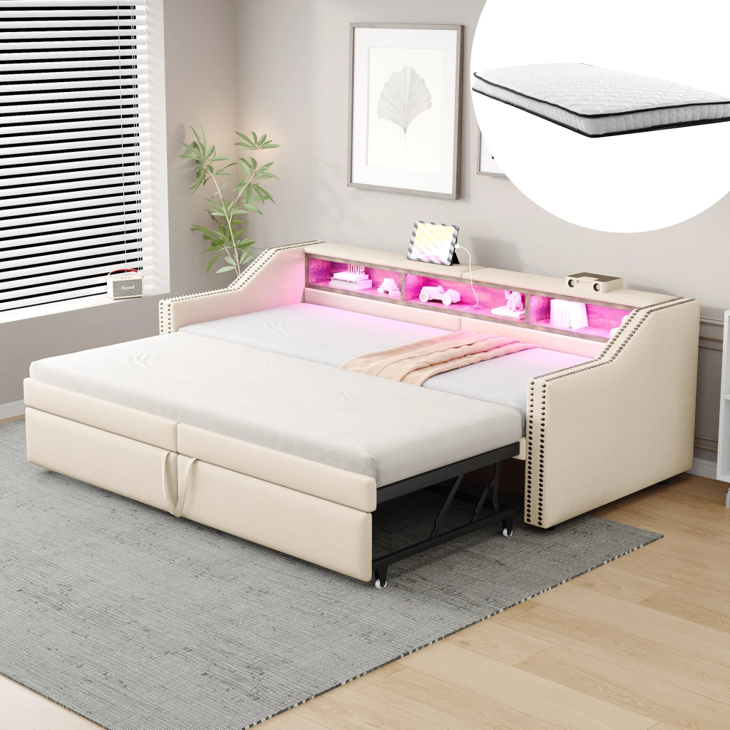 letto imbottito iuta beige 90 x 200 cm