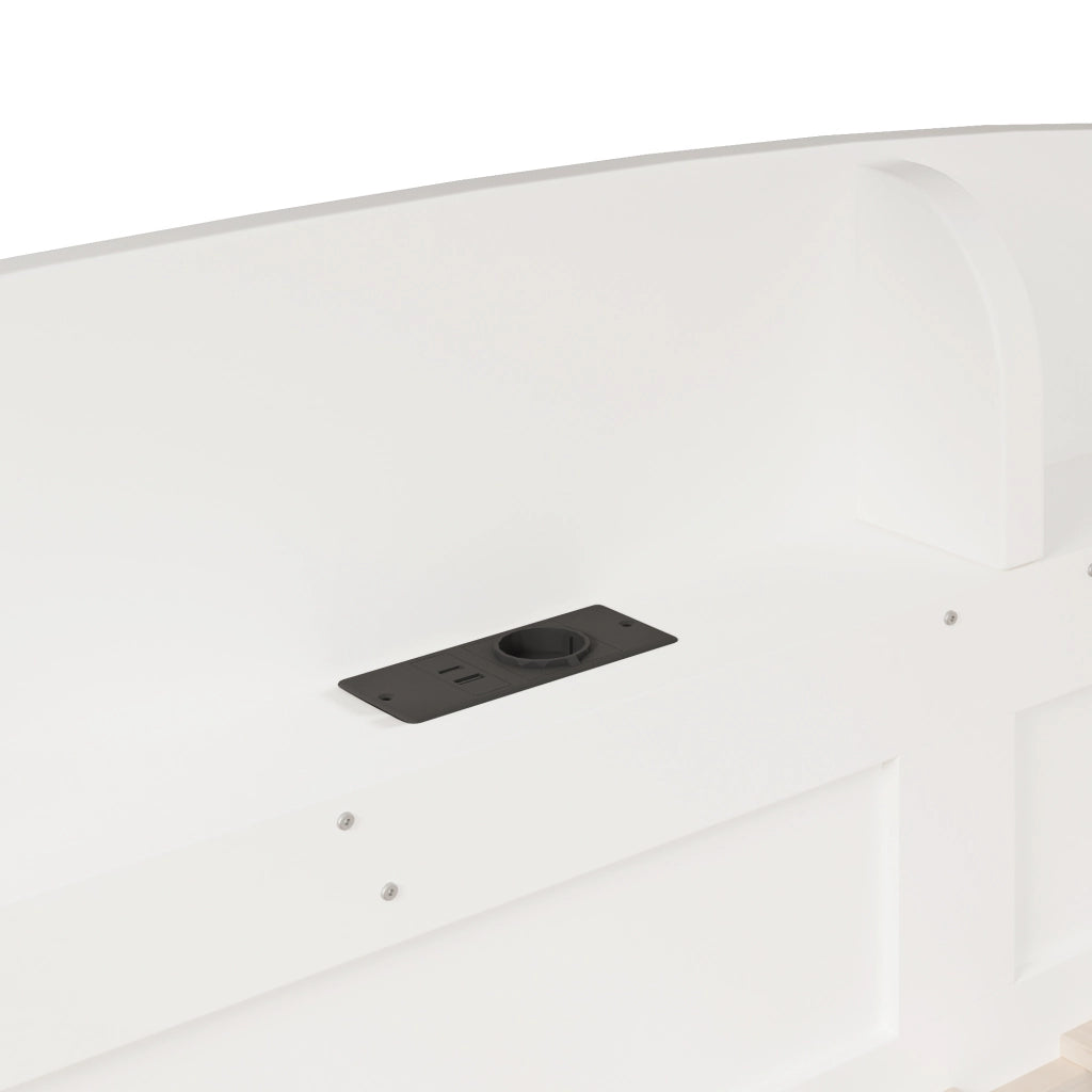 Letto a castello 90x200 cm con letto estraibile; ripiani e presa USB; bianco