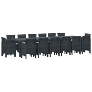 Set da Pranzo per Giardino 15 pcs Antracite Rattan Polt