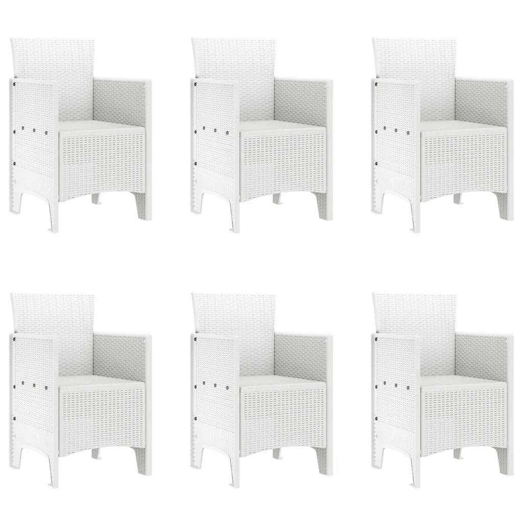 Set da Pranzo per Giardino 7 pcs Bianco Polipropilene