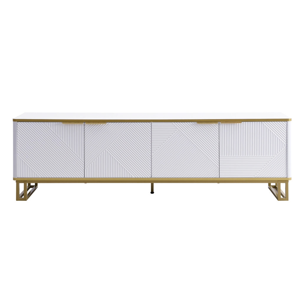 Mobile porta tv 160 cm bianco e oro con quattro ante