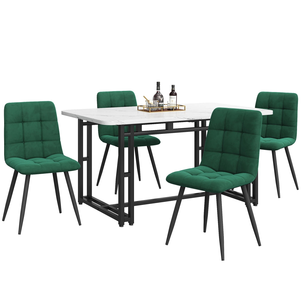 Set da pranzo moderno; in MDF e velluto; verde