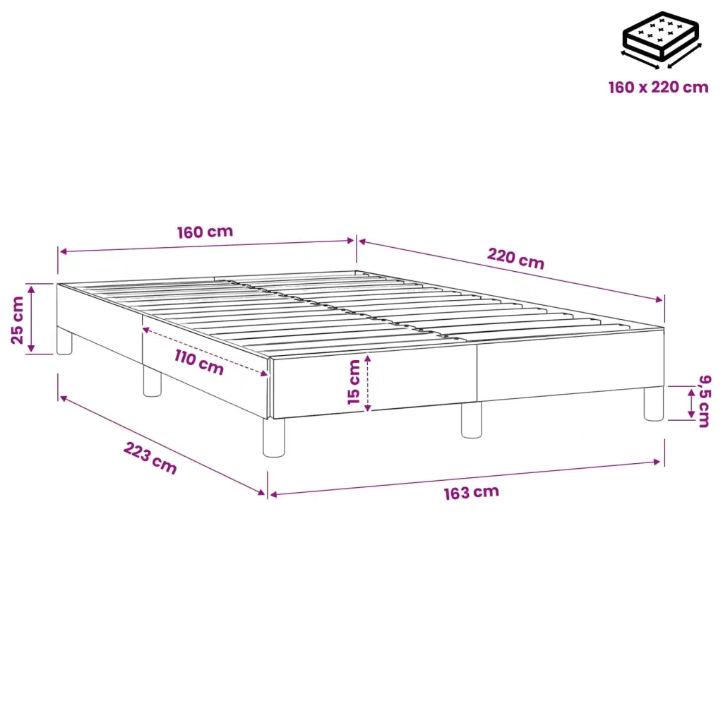 Letto a Molle senza Materasso Grigio Scuro 160x220 cm Velluto 3315880