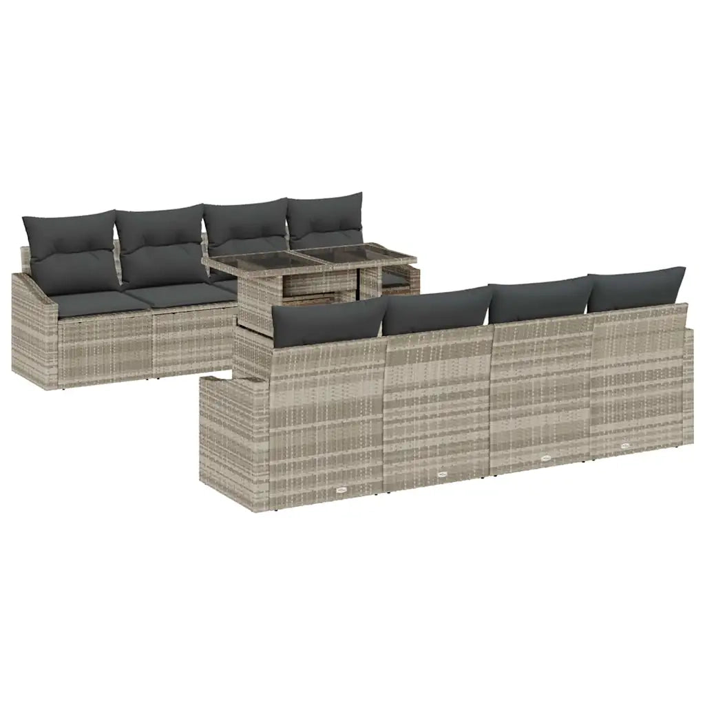 Set Divano da Giardino 9 pcs Grigio chiaro polyrattan 3357705