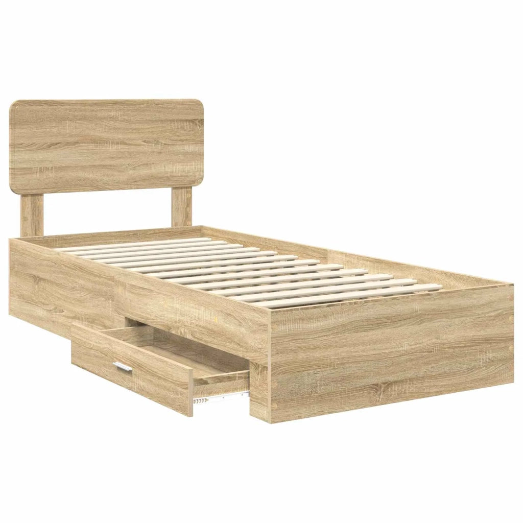 Letto singolo | Letto per adulti | Struttura del letto Rovere Sonoma 75 x 190 cm Legno multistrato