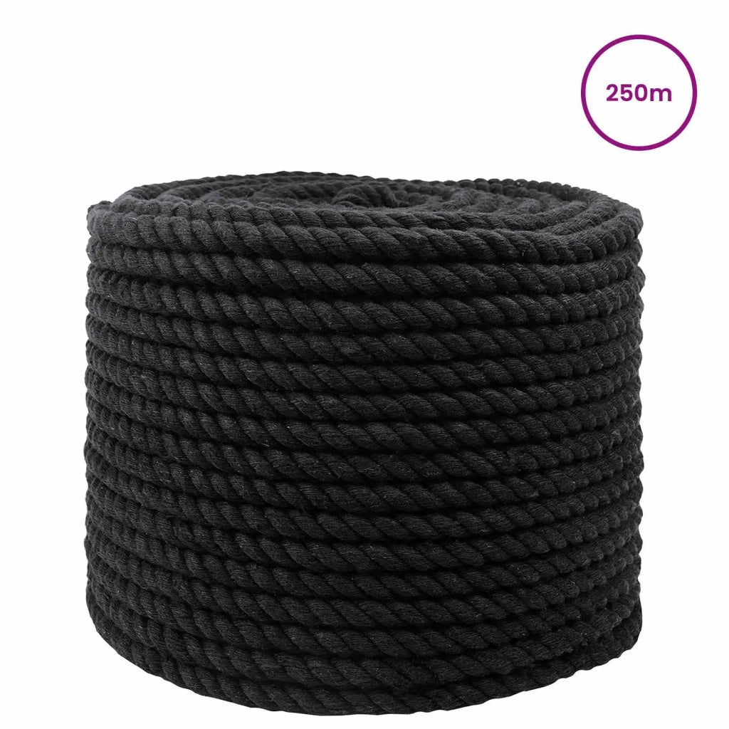 Corda di Cotone 10 mm 250 m Nero 100% Cotone 42011812