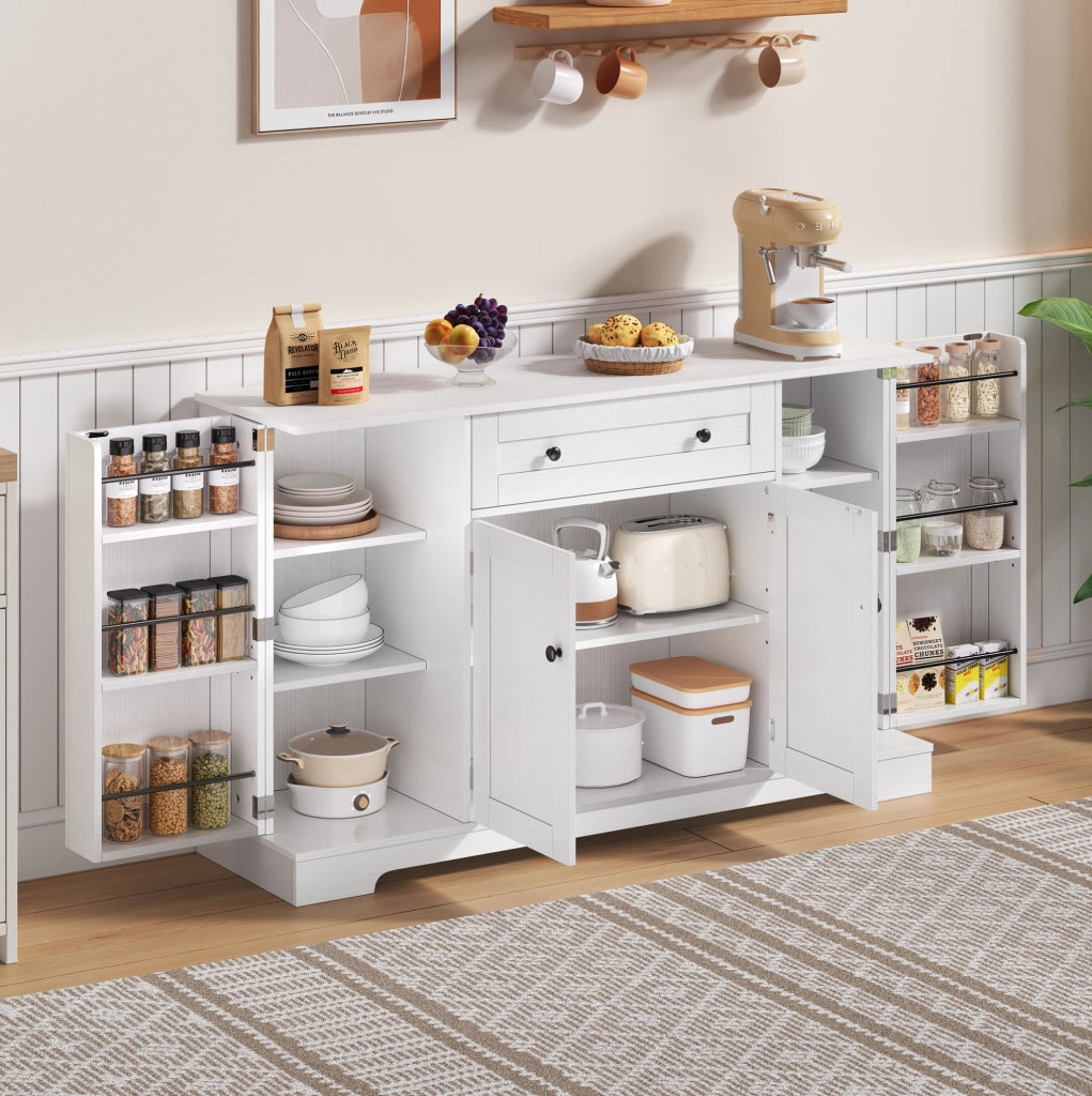 Credenza da cucina bianca in MDF con cassetto e ripiani