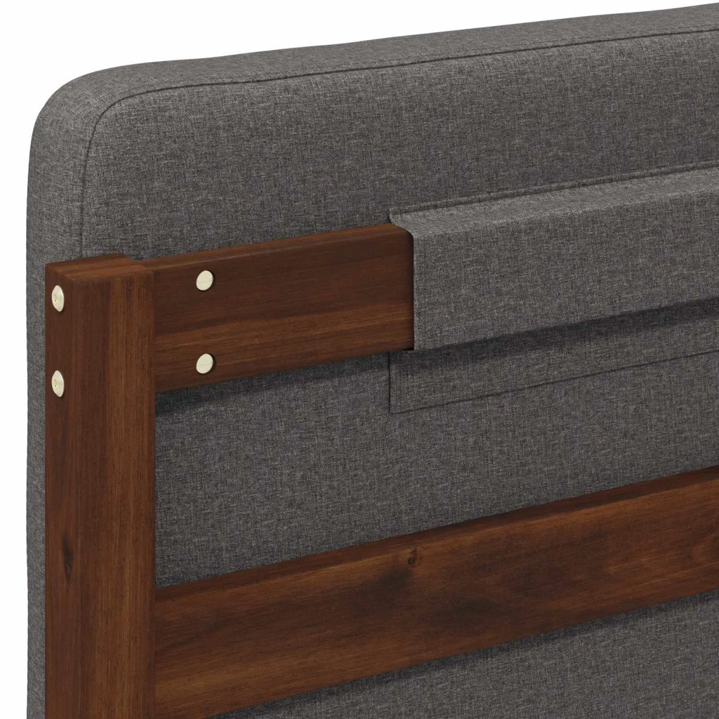 Letto con Testiera Rivestita Marrone scuro e grigio chiaro 903998