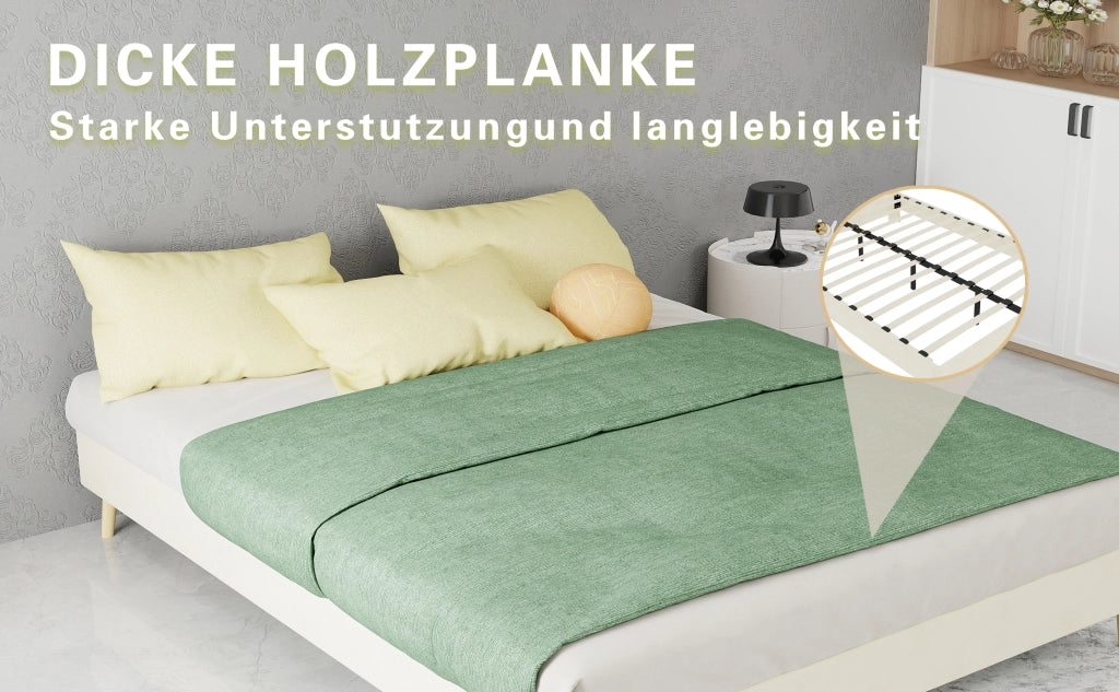 Struttura letto a piattaforma in velluto olandese beige con montaggio semplice