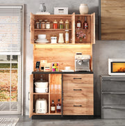 Colonna cucina in MDF con LED, prese USB e ante in vetro